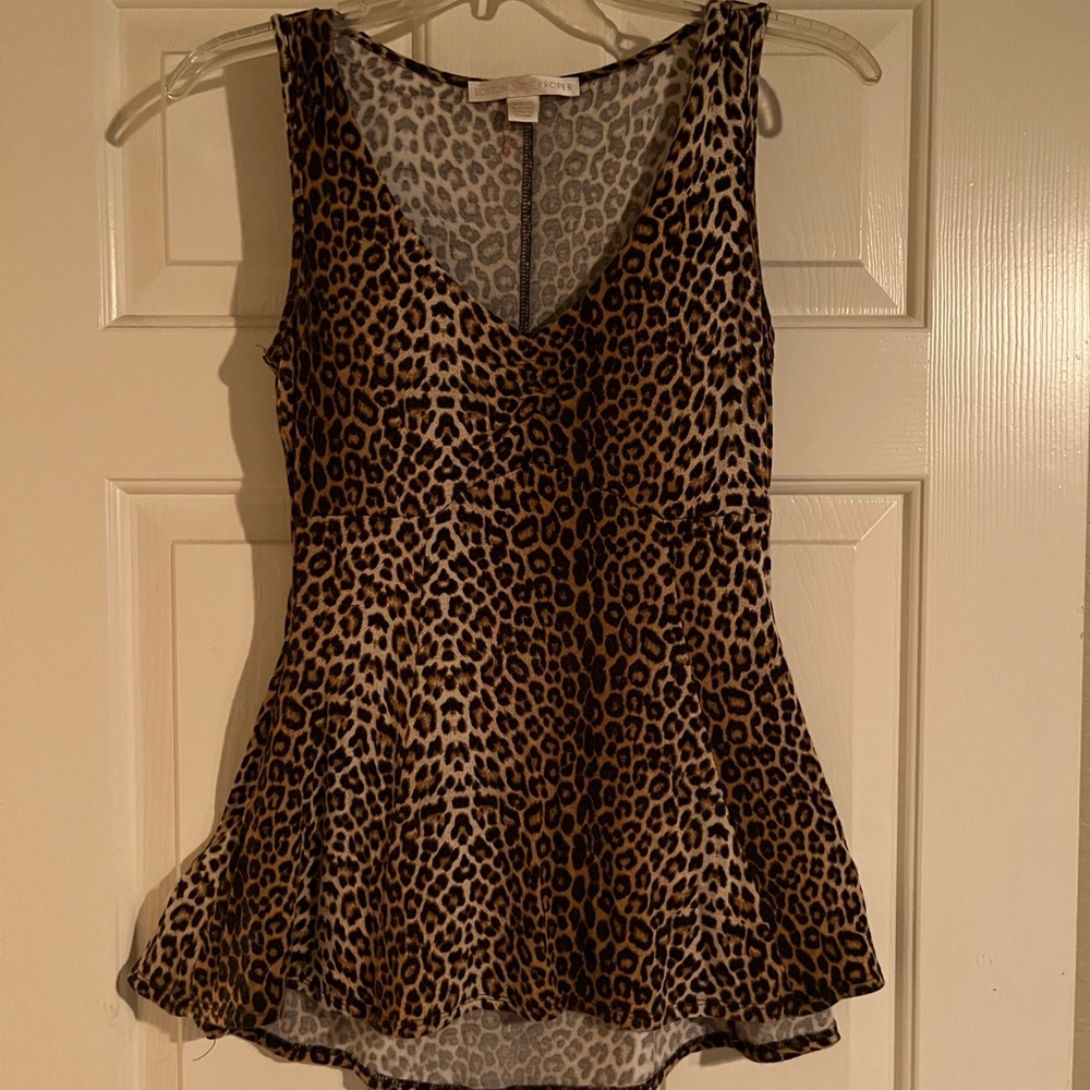 Boston Proper Leopard V Neck Tank